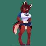  1:1 2019 3d_(artwork) 3d_animation animated anthro atelierlily big_breasts black_body black_fur black_nose bottomwear breasts brown_hair canid canine clothed clothing clothing_lift digital_media_(artwork) female flashing fox franchesca_(garasaki) front_view fur green_background hair hand_on_hip looking_at_viewer loop mammal mega_milk multicolored_body multicolored_fur pants red_body red_fur shirt shirt_lift simple_background smile solo standing teasing topwear under_boob white_body white_fur wide_hips yellow_eyes 