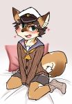  &lt;3 anthro blush canid canine clothed clothing crossdressing hi_res male mammal manadezimon solo young 