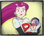  1boy 1girl age_regression baby blue_eyes blue_hair buchichu closed_eyes crying jewelry kojirou_(pokemon) musashi_(pokemon) pokemon pokemon_(anime) team_rocket younger 