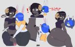  &lt;3 anthro balls big_penis black_hair blue_hair bovid bulge bunybunyboi butt caprine girly hair hi_res john_(bunybunyboi) lagomorph leoprid leporid male male/male mammal oral penis rabbit sheep short_hair yellow_eyes zell_(jinu) 