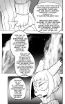  anthro bodily_fluids clothed clothing comic cookie_(furryfight_chronicles) daigaijin dialogue english_text female fire furryfight_chronicles hi_res mammal rodent sciurid solo sweat text tree_squirrel 