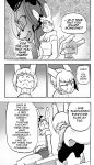  anthro bodily_fluids breasts clothed clothing comic cookie_(furryfight_chronicles) daigaijin dialogue english_text female furryfight_chronicles hi_res lagomorph leporid mammal muko nyarai_(furryfight_chronicles) rabbit rodent sciurid sweat text tree_squirrel 