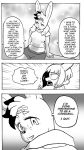  anthro breasts clothed clothing comic cookie_(furryfight_chronicles) daigaijin dialogue duo english_text female furryfight_chronicles hi_res lagomorph leporid looking_back mammal midriff muko rabbit rodent sciurid text tree_squirrel 