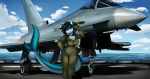  2019 absurd_res aircraft airplane anthro breasts clothing eurofighter_typhoon female fish hi_res jet looking_at_viewer marine pridark sea shark solo uniform water 