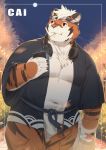  2019 absurd_res anthro belly cai1448331577 clothing felid fur headphones hi_res male mammal moobs navel night outside pantherine slightly_chubby solo tiger underwear white_body white_fur 