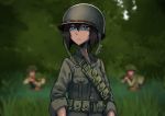  belt blue_eyes dark_skin erica_(naze1940) grass gun helmet holding holding_weapon long_sleeves military military_uniform nature original pocket rifle short_hair soldier tall_grass uniform utility_belt weapon world_war_ii 