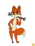  2019 absurd_res anthro arctic_dogs breasts canid canine canis digital_media_(artwork) female fox fur green_eyes grin hi_res jade_(arctic_dogs) looking_at_viewer mammal missmagnificence nipples nude orange_body orange_fur pinup pose pussy smile solo standing tools toony wrench 