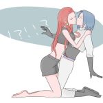  blue_hair kiss kojirou_(pokemon) lowres pokemon pokemon_(anime) red_hair surprise_kiss surprised team_rocket 