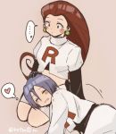  blue_hair blush kojirou_(pokemon) lowres musashi_(pokemon) pokemon pokemon_(anime) red_hair team_rocket 