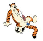  anal anal_masturbation balls calvin_and_hobbes cum dildo erection feline fur hobbes male mammal masturbation penetration penis put sex_toy solo tiger tuft vibrator 