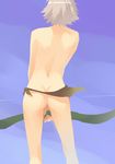  alternate_hair_color amazon ass back bow_(weapon) loincloth marguerite mosha nude one_piece sky solo weapon white_hair 
