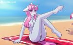  2019 5_fingers absurd_res anthro beach blush breasts cutie_mark digital_media_(artwork) dock equid female fingers friendship_is_magic hi_res holding_object hooves horn lipstick lipstick_vanity_(mlp) looking_at_viewer makeup mammal my_little_pony nipples nude outside pussy seaside solo umbrella unicorn whisperfoot 