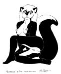  1995 anthro bernard_doove black_and_white breasts female mammal mephitid monochrome nipples nude skunk solo 