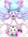  2019 absurd_res an-tonio blossomforth_(mlp) bodily_fluids clitoral_winking clitoris cunnilingus duo equid equine female female/female feral flitter_(mlp) friendship_is_magic genital_fluids hi_res horse mammal my_little_pony nude oral pony pussy sex tongue tongue_out vaginal 