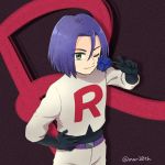  1boy blue_hair flower gloves green_eyes highres kojirou_(pokemon) male_focus mar10th one_eye_closed pokemon pokemon_(anime) rose team_rocket 