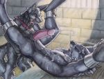  anal bdsm bondage bound canid canine dungeon male male/male mammal orgasm ruaidri size_difference small_dom_big_sub 