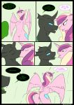 after_kiss anthro areola arthropod blue_eyes bodily_fluids changeling comic dialogue drone_(mlp) english_text equid fangs female friendship_is_magic genital_fluids hi_res horn kanashiipanda kissing male male/female mammal my_little_pony nipples nude princess_cadance_(mlp) prison purple_eyes pussy pussy_juice saliva saliva_string text winged_unicorn wings 