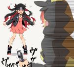  2girls akao_ppai animal_hood black_hair black_jacket choker cosplay dress earrings electric_razor fate/grand_order fate_(series) fujimaru_ritsuka_(female) hood hoop_earrings jacket jewelry mary_(pokemon) mary_(pokemon)_(cosplay) morpeko morpeko_(cosplay) multicolored_hair multiple_girls orange_hair pink_dress pokemon pokemon_(game) pokemon_swsh red_eyes red_hair scared space_ishtar_(fate) tears trembling two-tone_hair 