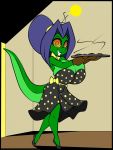  big_breasts breasts cookie female food hi_res housewife lavenderrose lizard mind_control plate reptile scalie solo spiral_eyes stepfordization 