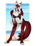  2019 4_toes 5_fingers accelo anthro breasts canid canine clothed clothing digital_media_(artwork) eyewear female fingers fox fur glasses hi_res looking_at_viewer mammal red_body red_fur simple_background smile solo toes 