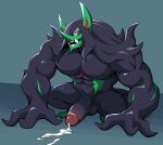  2019 big_muscles bodily_fluids cum digital_media_(artwork) erection front_view genital_fluids goblin grimmsnarl hi_res humanoid humanoid_penis humanoid_pointy_ears male muscular muscular_male nintendo not_furry pecs penis pok&eacute;mon pok&eacute;mon_(species) solo video_games voviat 