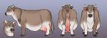  anus bovid bovine cattle female feral front_view horn mammal overweight overweight_feral pussy rear_view side_view simple_background teats tongue tongue_out udders yaroul 