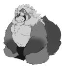  2019 anthro asian_clothing belly canid canine clothing east_asian_clothing fundoshi goemon_(tas) hi_res japanese_clothing liger813 male mammal moobs navel nipples overweight overweight_male raccoon_dog simple_background solo tanuki tokyo_afterschool_summoners underwear video_games white_background 