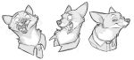  anthro canid canine cheek_tuft clothed clothing disney facial_tuft fox looking_at_viewer mammal monochrome multiple_poses neck_tuft nick_wilde open_mouth pose red_fox secoh2000 sharp_teeth shirt simple_background solo teeth topwear tuft white_background zootopia 