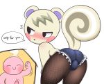  2019 animal_crossing anthro balls_outline blush butt clothing duo english_text erection fur male mammal marshal_(animal_crossing) nintendo penis presenting pururing rodent sciurid simple_background text tree_squirrel video_games white_background white_body white_fur 