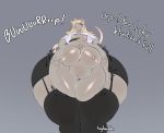  2019 anthro belly big_belly big_breasts blonde_hair body_outline breast_imprints breasts burping clothing dialogue eyeshadow face_imprint female female_pred female_prey francine_(karps) garter_belt garter_straps hair huge_hips huge_thighs hyper_hips legwear looking_at_viewer low-angle_view makeup mammal mouse murid murine oral_vore rodent size_difference talking_to_viewer taunting teacher thick_thighs thigh_highs tingtongten vore wide_hips worm&#039;s-eye_view 