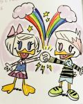  anatid anseriform avian bird clothing disney duck ducktales ducktales_(2017) lena_(ducktales) official_art rainbow webby_vanderquack 