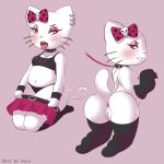  &lt;3 &lt;3_eyes 1:1 2019 angry anthro anus blush bottomwear bow breasts butt cleavage clenched_teeth clothed clothing collar digital_media_(artwork) domestic_cat ear_piercing ear_ring eyeshadow felid feline felis female hello_kitty hello_kitty_(character) hi_res leash looking_back makeup mammal mr-shin nipple_piercing nipples open_mouth panties piercing pussy sanrio short_stack simple_background skirt solo spiked_collar spikes teeth tongue tongue_out underwear whiskers wristband 