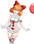  1girl :d absurdres ahoge alfred_cullado arm_strap bangs banned_artist bow brown_hair garters gloves green_eyes grey_neckwear hair_between_eyes hair_bow highres holding_balloon layered_skirt long_hair looking_at_viewer microskirt open_mouth penny_polendina pleated_skirt red_bow rwby shiny shiny_hair skirt sleeveless smile solo standing striped striped_legwear thighhighs tongue tongue_out transparent_background white_gloves white_skirt wrist_cuffs 