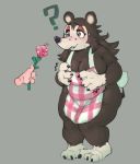  2019 3_toes 4_fingers ? animal_crossing anthro apron apron_only barefoot belly big_breasts black_nose blush bobbibum bodily_fluids breasts claws cleavage clothed clothing disembodied_hand duo eulipotyphlan ewmo.de eyelashes female female_focus fingers flower freckles fur grey_eyes hair half-closed_eyes hedgehog mammal mostly_nude narrowed_eyes nintendo overweight overweight_female plant sable_able short_tail side_boob smile solo_focus standing sweat sweatdrop thick_thighs toe_claws toes video_games wavy_mouth wide_hips 