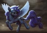  2019 assasinmonkey cloud cutie_mark equid eyelashes feathered_wings feathers female feral flying friendship_is_magic hair hooves horn mammal my_little_pony princess_luna_(mlp) sky solo unicorn_horn winged_unicorn wings 