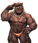  2018 5_fingers anthro baseball_cap bearwivme black_body black_fur black_nose body_hair chain_necklace clothed clothing eyebrows felid fingerless_gloves fingers fur gloves hair hand_on_hip handwear happy_trail hat headgear headwear hi_res jewelry looking_at_viewer male mammal muscular muscular_male necklace nipple_piercing nipples pantherine piercing pubes rubido_(null-ghost) simple_background solo spots spotted_body spotted_fur standing thick_eyebrows topless underwear white_background white_hair 