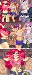  absurd_res anthro apple_bloom_(mlp) big_breasts bottomwear breasts clothing comic equid equine female friendship_is_magic group hi_res horn mammal my_little_pony nipples panties pterippus scootaloo_(mlp) skirt sweetie_belle_(mlp) underwear unicorn wet wings xjenn9 