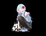  agnamore aliasing animal aqua_hair black cat long_hair original pantyhose skirt twintails 