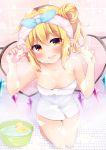  bathing cleavage cream flandre_scarlet miy@ pointy_ears touhou towel wet wings 