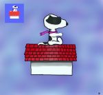  atari black_body black_fur canid canine canis dog_house domestic_dog flying fur mammal peanuts peanuts_(comic) pixel sadlmen scarf sitting sky snoopy snoopy_and_the_red_baron_(1983) white_body white_fur 