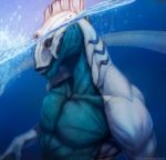  2019 anthro blue_eyes day detailed_background digital_media_(artwork) male marine outside partially_submerged sky solo sythgara water 