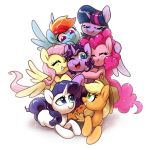  absurd_res applejack_(mlp) celebi-yoshi cutie_mark equid equine fluttershy_(mlp) friendship_is_magic group hi_res horn horse mammal my_little_pony pinkie_pie_(mlp) pterippus rainbow_dash_(mlp) rarity_(mlp) simple_background twilight_sparkle_(mlp) winged_unicorn wings 