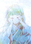  1girl bandaged_arm bandages crying green_hair kusuriya_no_hitorigoto maomao_(kusuriya_no_hitorigoto) medium_hair solo traditional_clothes upper_body wavy_mouth wide_sleeves wiping_eyes yue_(pixiv2547) 