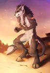  2018 5_fingers anthro braided_hair canid canine curved_horn detailed_background digital_media_(artwork) fingers hair hi_res horn hybrid male mammal muscular muscular_male simple_background smileeeeeee smu solo standing 