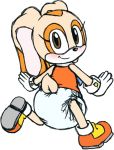  2019 anthro black_nose brown_eyes clothing collar cream_the_rabbit cub diaper footwear fur furgonomics gloves handwear lagomorph leporid looking_at_viewer looking_back mammal orange_body orange_fur rabbit shirt shoes simple_background solo sonic_the_hedgehog_(series) tan_body tan_fur tenerius topwear white_background young 