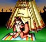  absurd_res canid canine canis chaska clothing coyote cub girly hi_res jewelry loincloth male mammal native_american nipples outside solo teepee young zooshi 