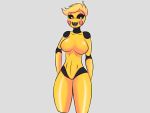  anthro blush breasts female five_nights_at_freddy&#039;s five_nights_at_freddy&#039;s_2 humanoid machine mrbroomstic_(artist) not_furry simple_background solo toy_chica_(fnaf) video_games 