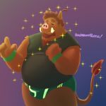  2019 anthro blush bulge clothing eyes_closed hashburrowns humanoid_hands male mammal overweight overweight_male shirt solo suid suina sus_(pig) topwear underwear wild_boar 