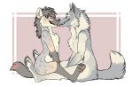  &lt;3 2019 anthro anthro_on_anthro blue_eyes blush brown_body brown_fur canid canine canis davos eyes_closed french_kissing fur hyaenid kissing male male/male mammal multicolored_body multicolored_fur patrikthedog pawpads paws remus_(davosyeen) romantic_couple sitting spotted_hyena teeth tongue tongue_out were werecanid werecanine werewolf wolf 