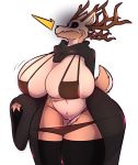  2019 alpha_channel american_mythology anthro antlers big_breasts black_sclera breasts cervid clothing female hi_res horn huge_breasts indigenous_north_american_mythology lightningfire12 looking_at_viewer mammal mythology north_american_mythology panties panties_down pussy simple_background solo specimen_8 spooky&#039;s_jump_scare_mansion transparent_background underwear wendigo white_eyes wide_hips 